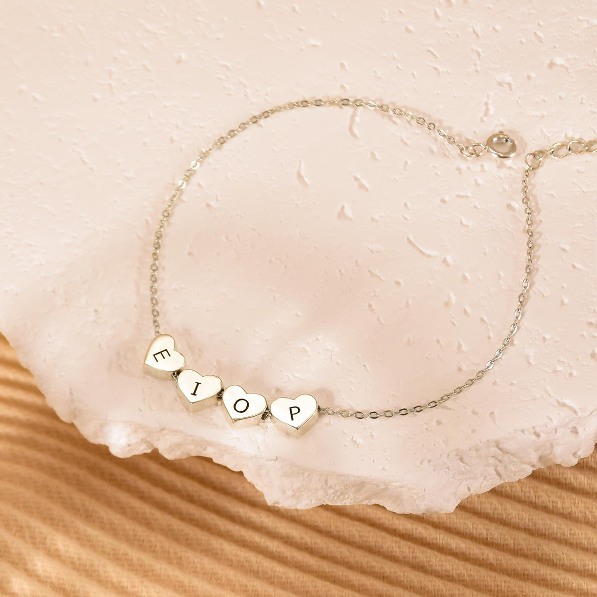 Personalized Heart Charms Letters Bracelet