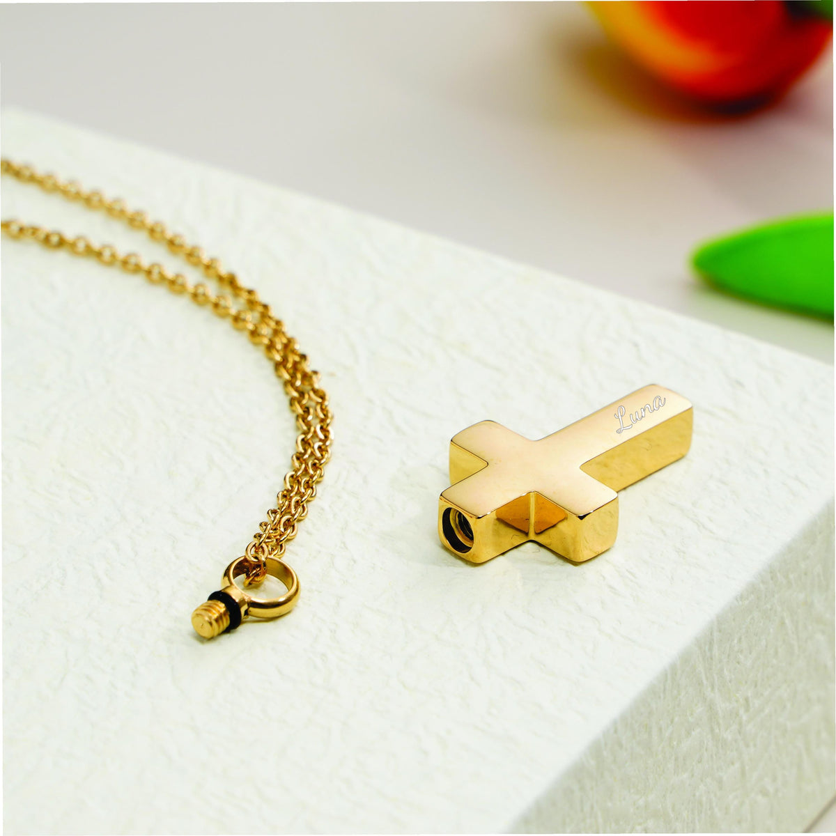 Engraved Name Personalized CROSS URN NECKLACE Cremation Jewelry
