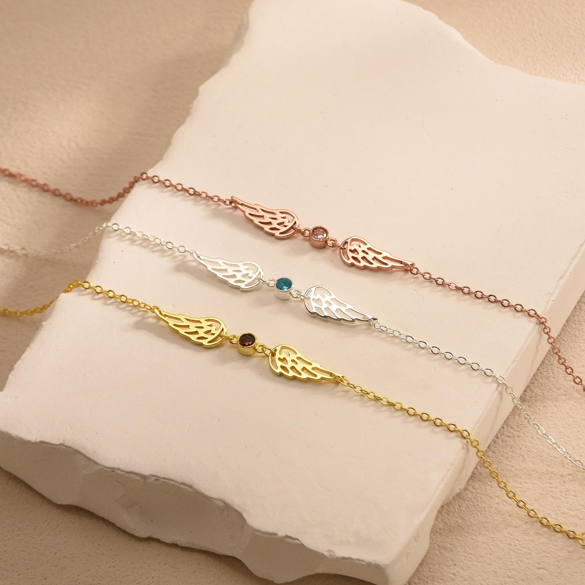 Personalized Guardian Angel Birthstone Bracelet