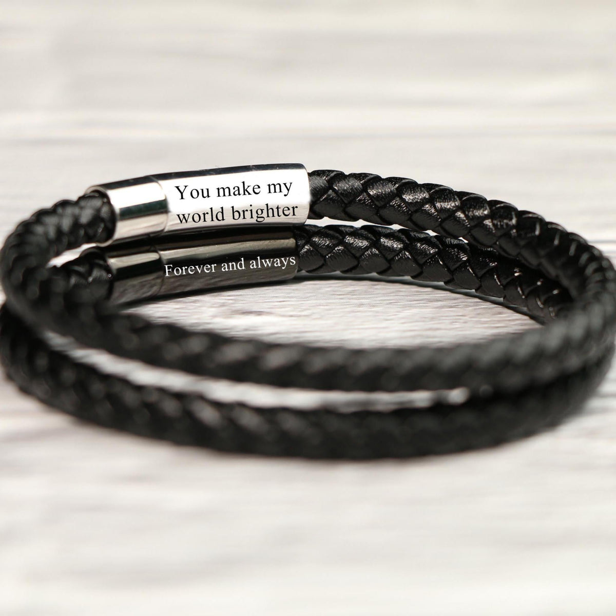 Personalized Memorial Buckle Leather Bracelet