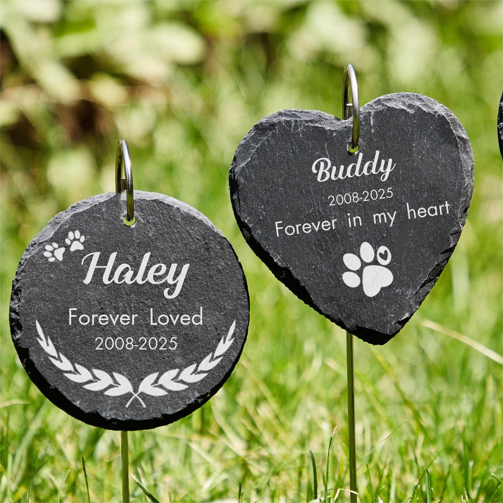 Personalized Engraved Pet Memorial Garden Stone Dog Loss with Hanging Stake