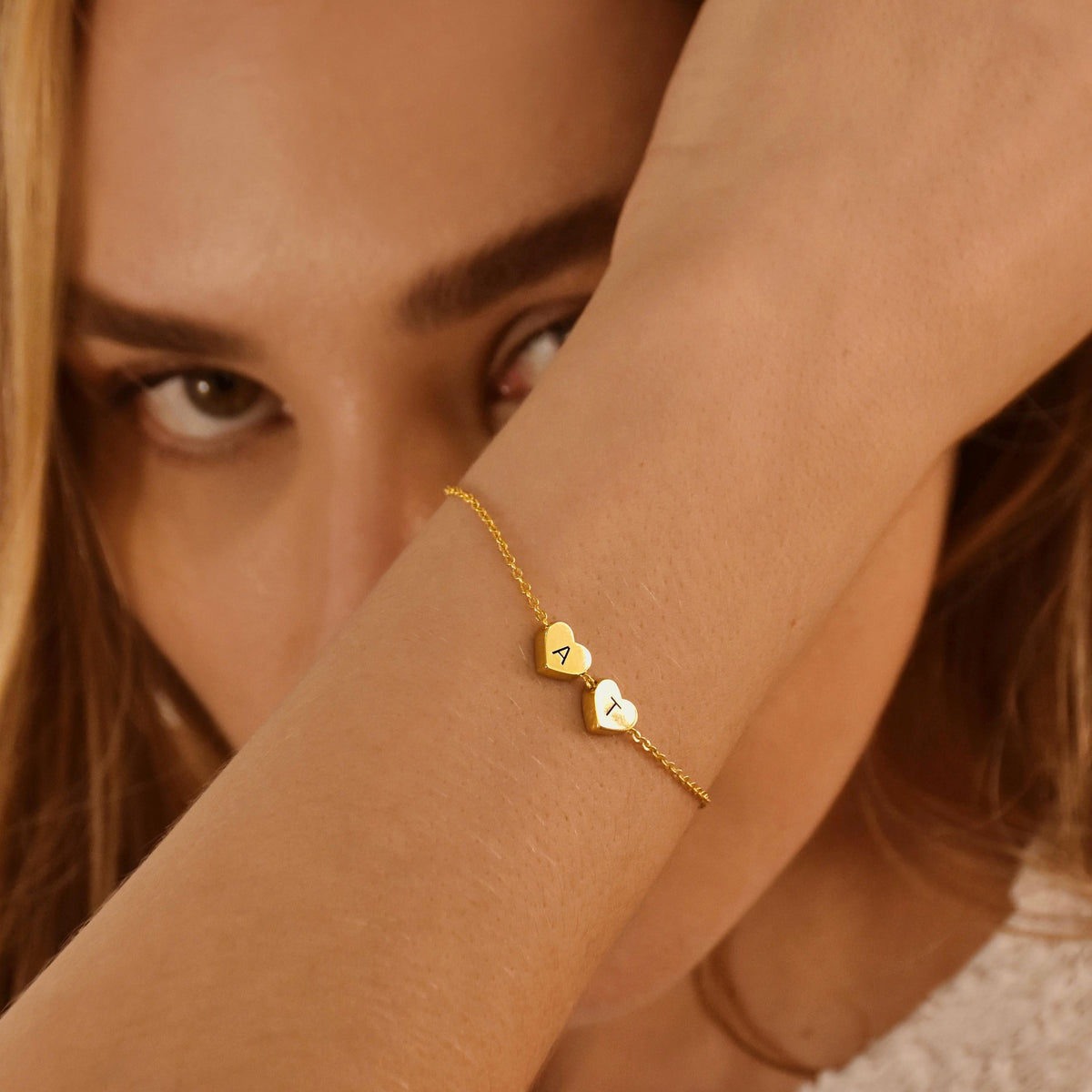 Personalized Heart Charms Letters Bracelet