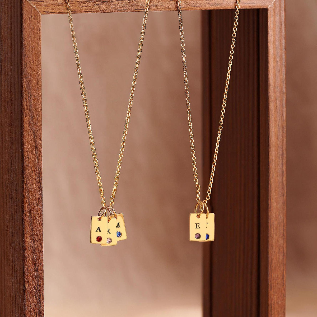 Personalized Birthstone Multiple Initial Necklace