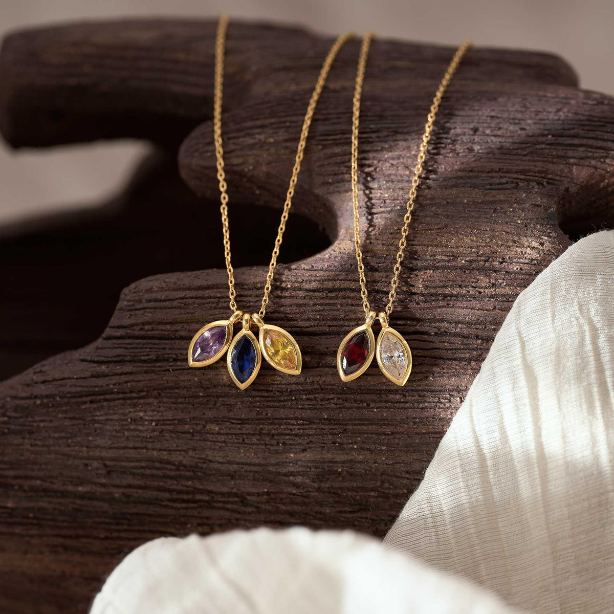 Personalized Leaf Birthstone Necklace, Grandma Mother Gift