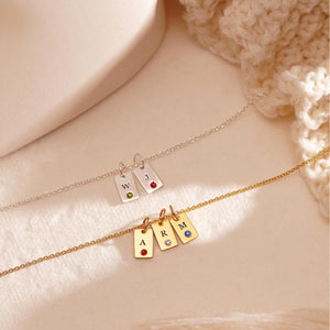 Personalized Birthstone Multiple Initial Necklace