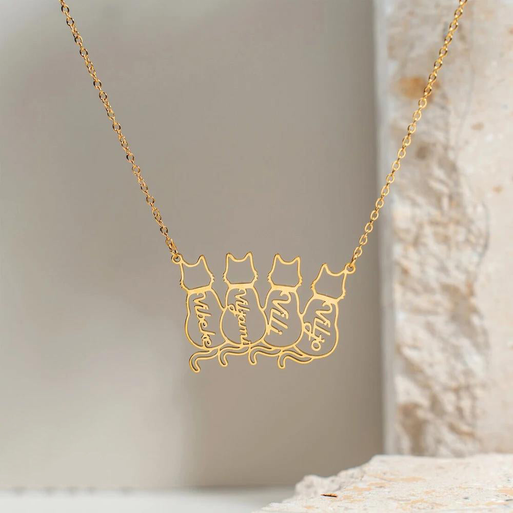 Personalized Cat Name Necklace Gifts For Cat Lovers