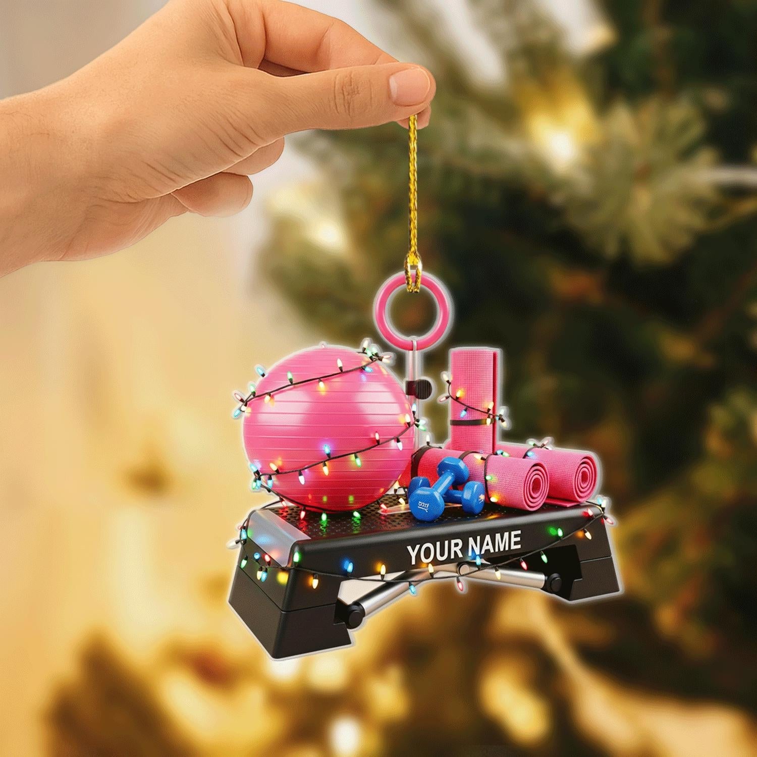 Personalized Fitness Ornament Yoga and Workout Gift for Exercise Lover