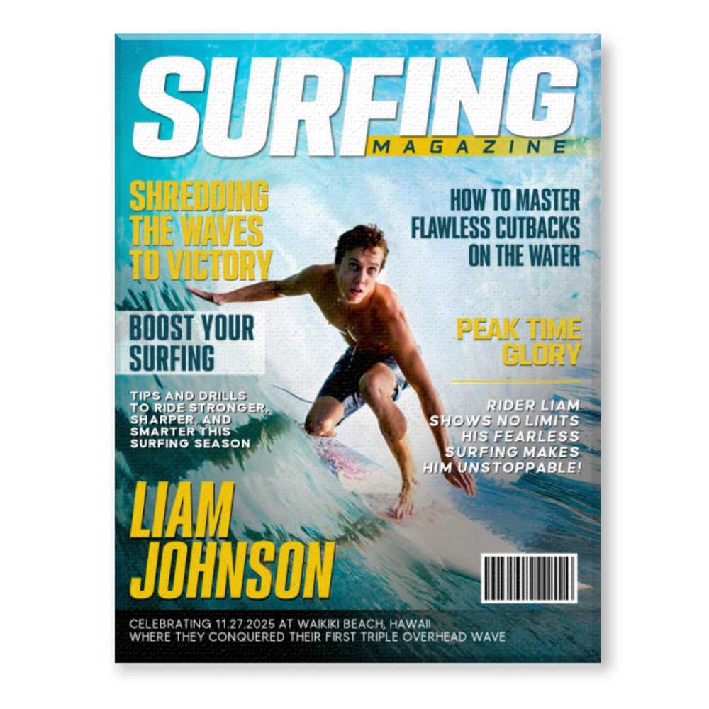 Personalized Surfing Magazine Cover Canvas Unique Gifts For Surfing Lover