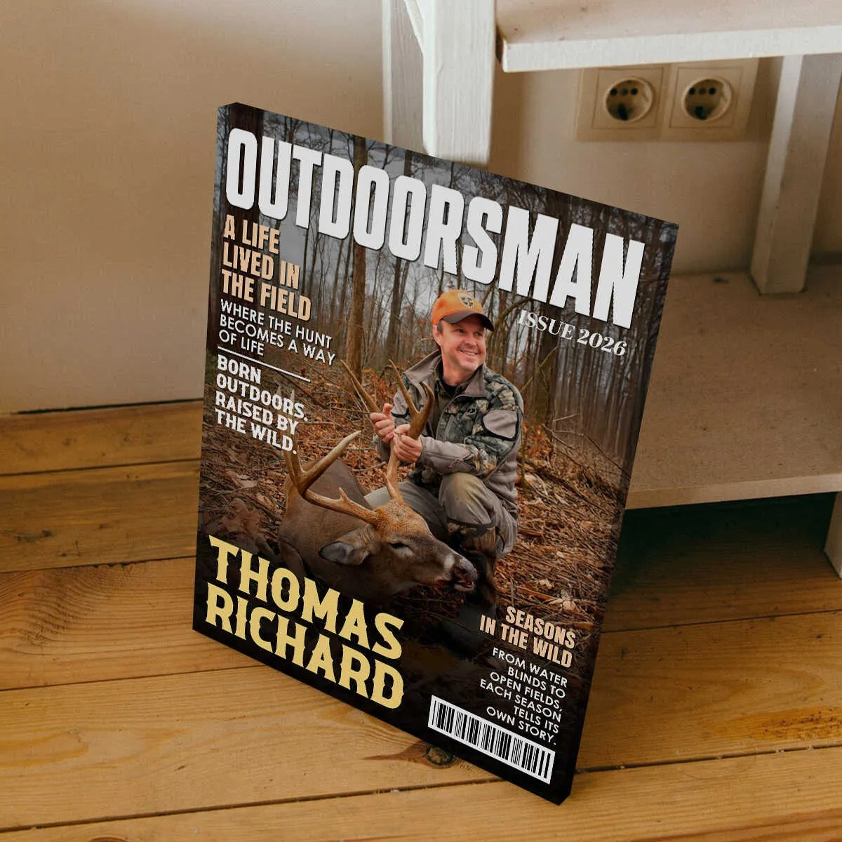 Outdoorsman Magazine Cover Canvas, Personalized Outdoor Adventure Wall Art, Custom Hunter Magazine Gift, Hunting Lover Gift