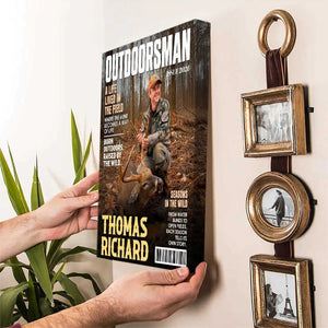 Outdoorsman Magazine Cover Canvas, Personalized Outdoor Adventure Wall Art, Custom Hunter Magazine Gift, Hunting Lover Gift
