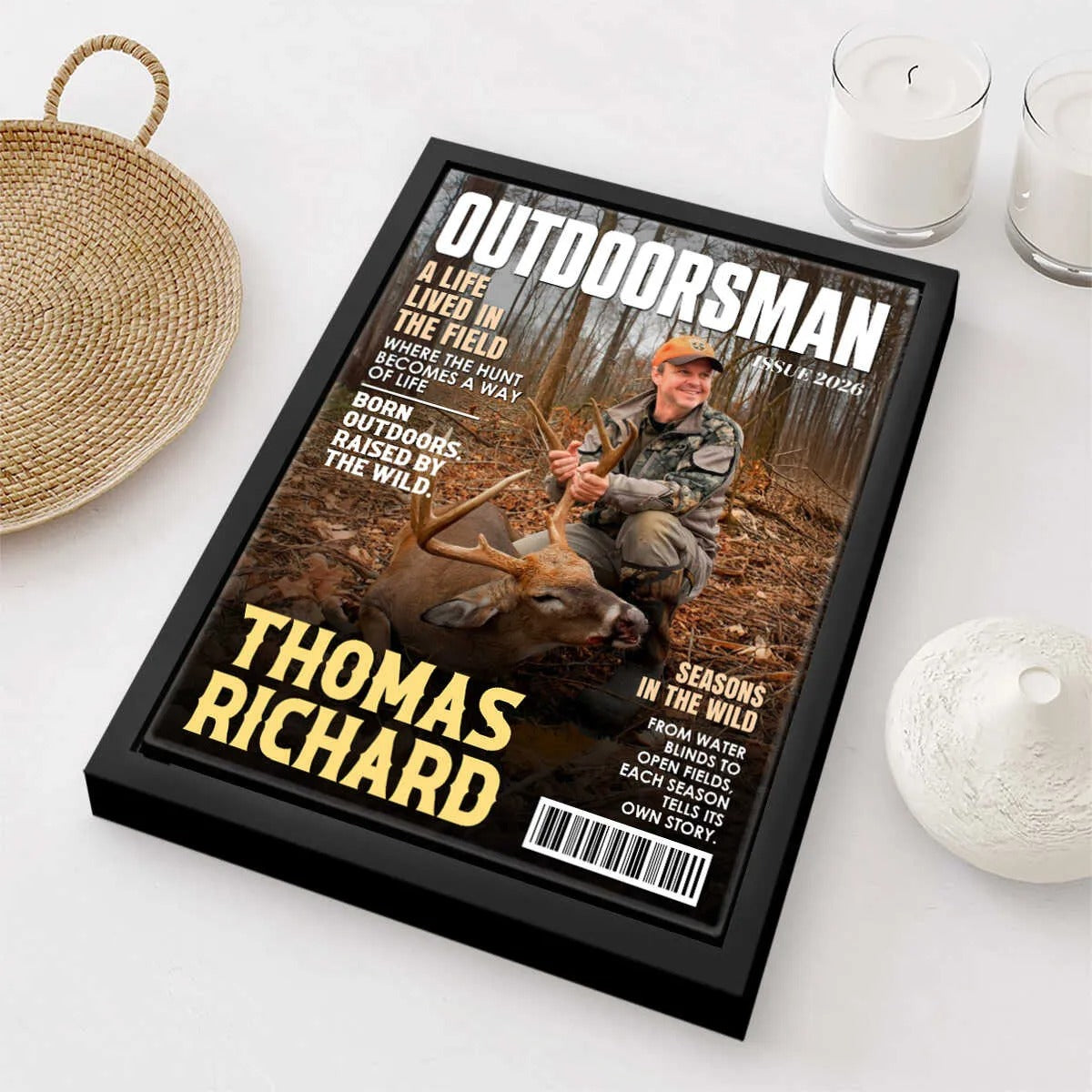 Outdoorsman Magazine Cover Canvas, Personalized Outdoor Adventure Wall Art, Custom Hunter Magazine Gift, Hunting Lover Gift