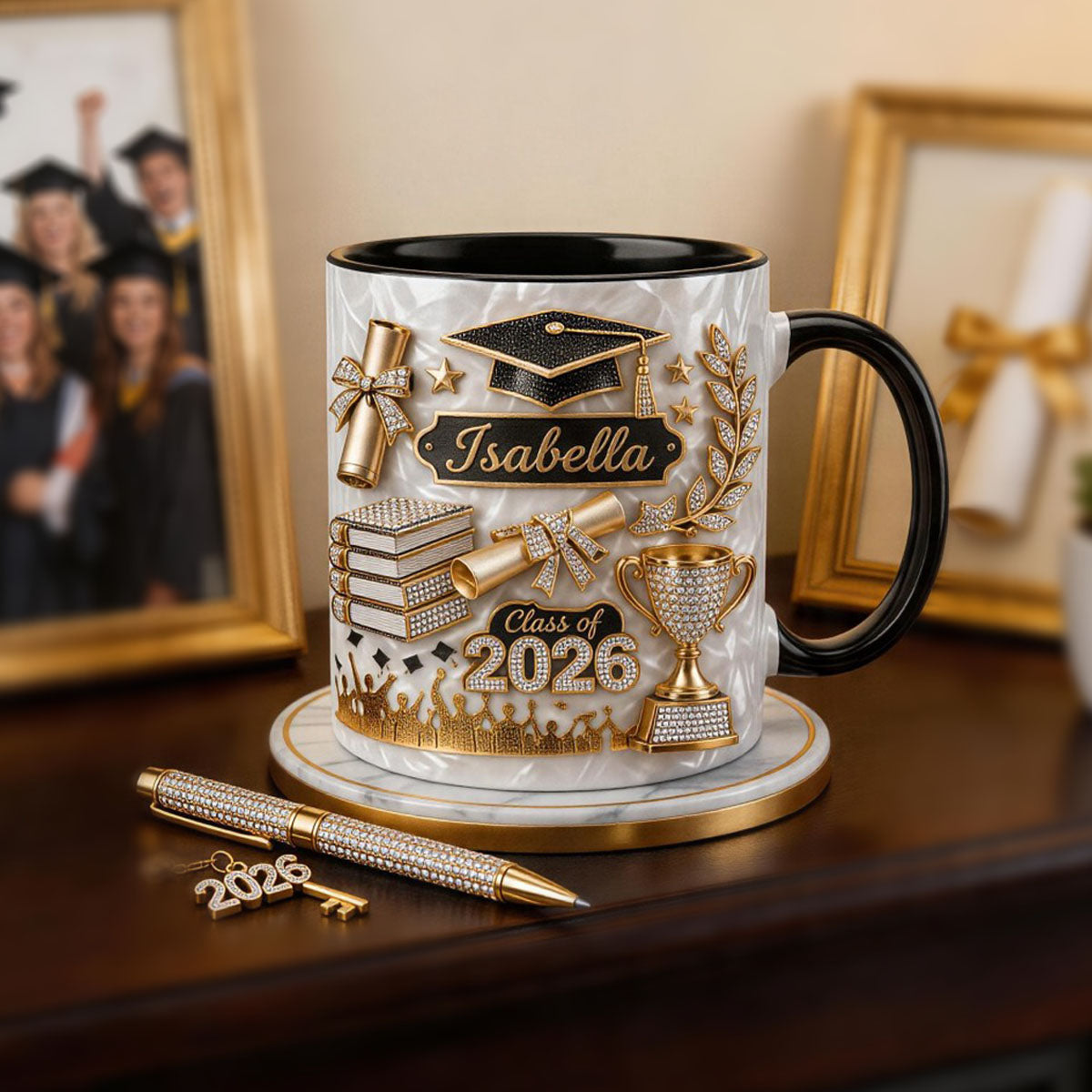 3D Effect Coffee Mug - Personalized Graduation Gift For Graduates