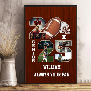 2025 American Football Photo Collage Canvas Personalized Gift For Football Player