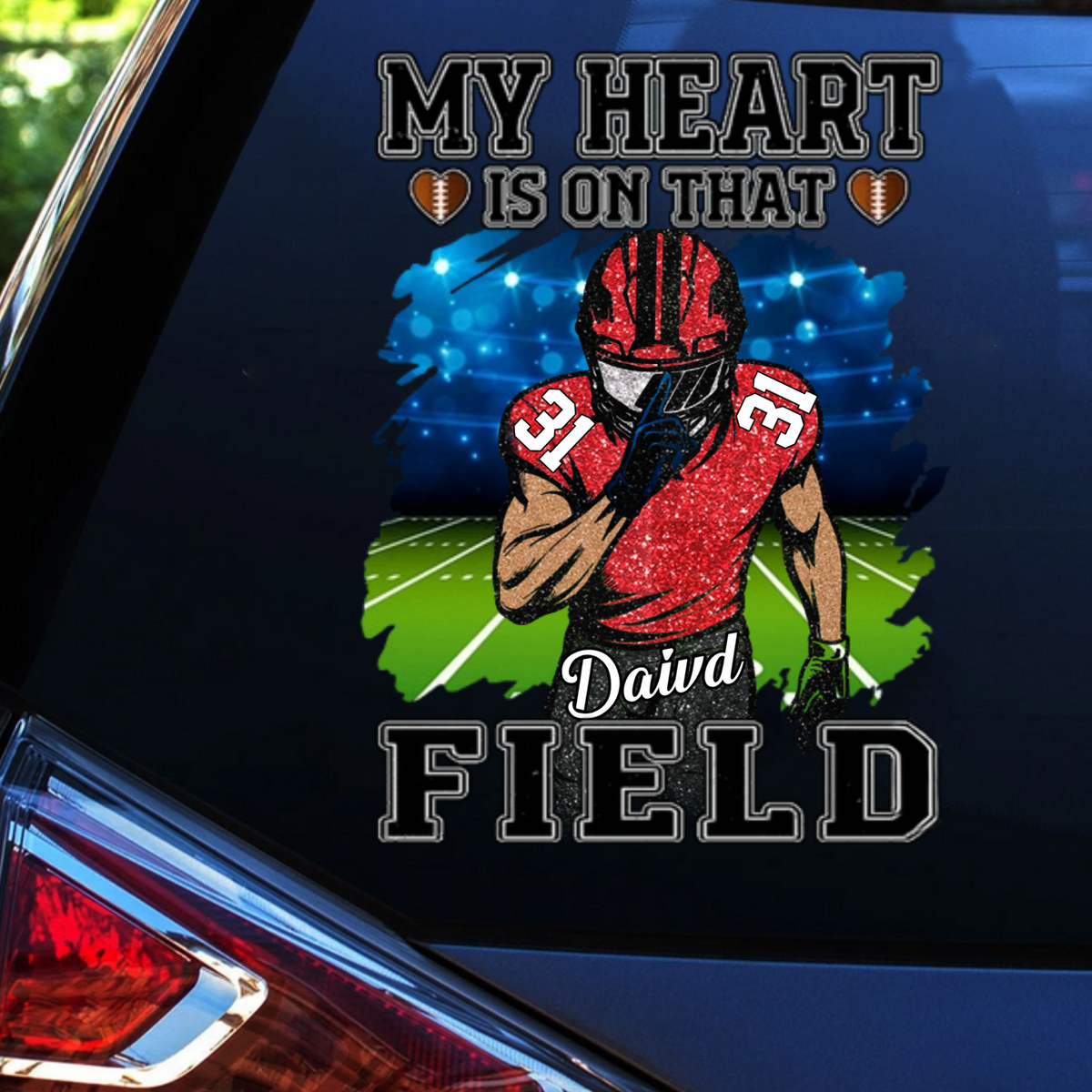 My Heart Is On That Field - Personalized Decals Gift For Football Player