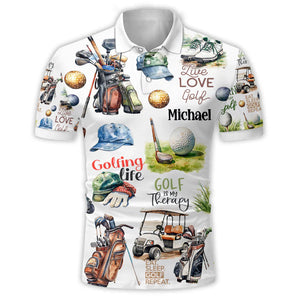 Live Love Golf - Personalized Golf Polo Shirt Gift For Dad, Grandpa