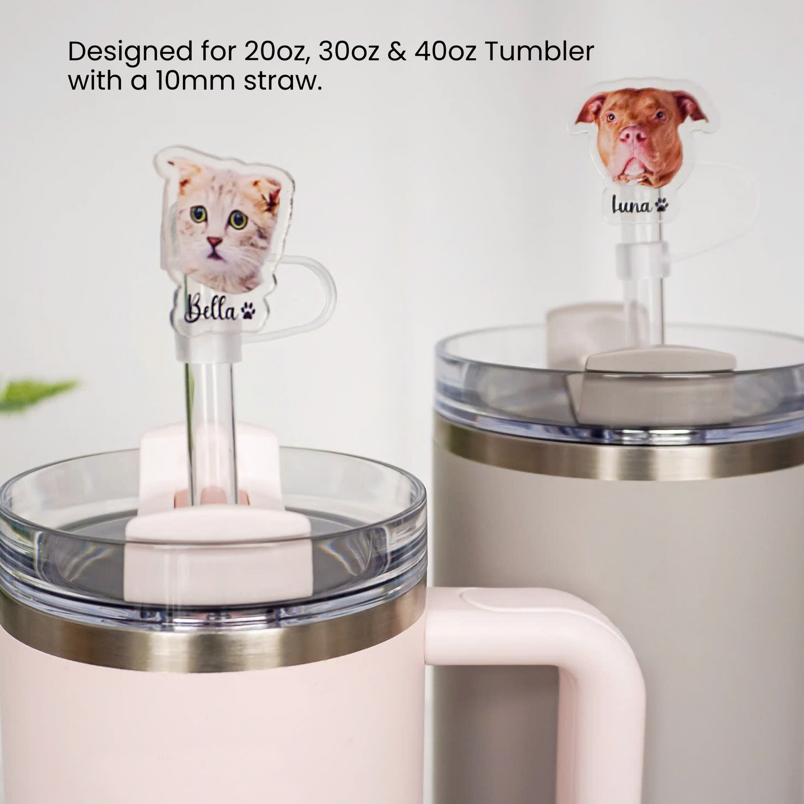 Personalized Custom Pet Photo Tumbler Straw Cover Gift For Pet Lovers