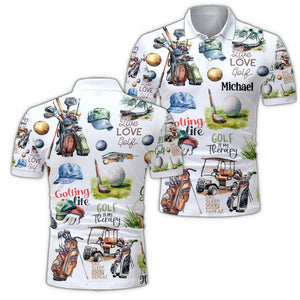 Live Love Golf - Personalized Golf Polo Shirt Gift For Dad, Grandpa