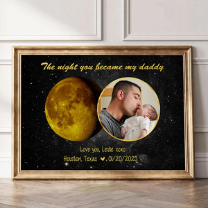 Moon Phase Art The Day You Became My Daddy Mommy Personalized Poster, Gift For New Mom, New Dad