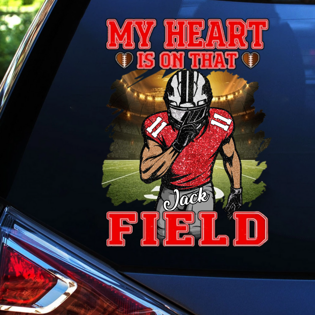My Heart Is On That Field - Personalized Decals Gift For Football Player