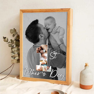 Custom Photo 1st Father's Day - Personalized Poster/Canvas Prints - New Dad Gift From Wife, First Father's Day