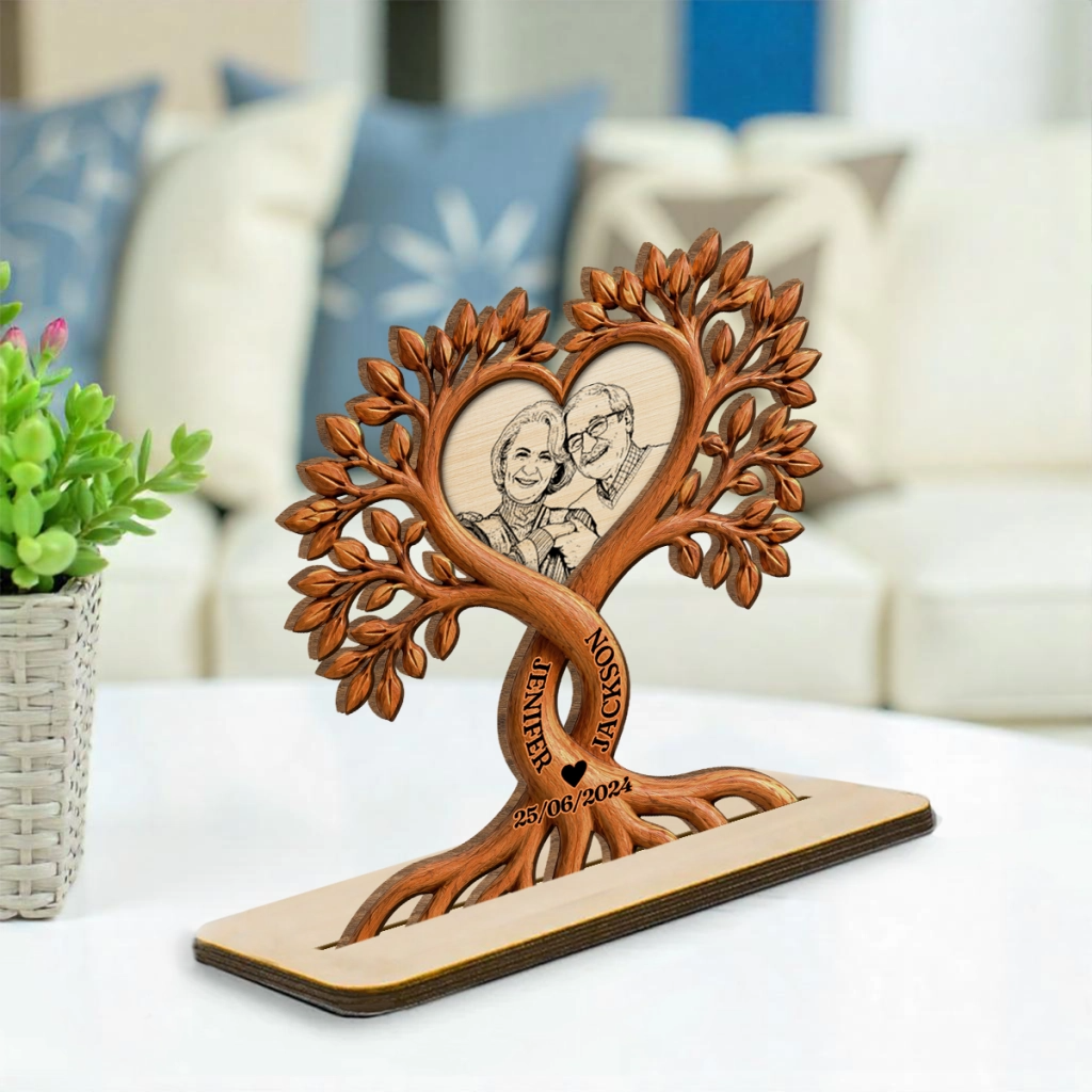 Love Forever Tree - Personalized Custom Wood Plaque With Flat Base
