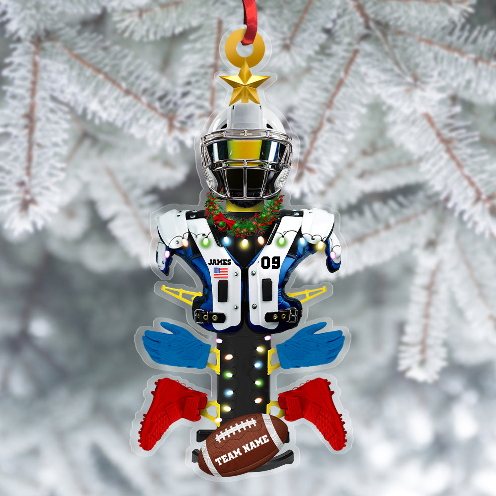 Personalized Football Equipment Rack Ornament, For Football Lovers Christmas Gift