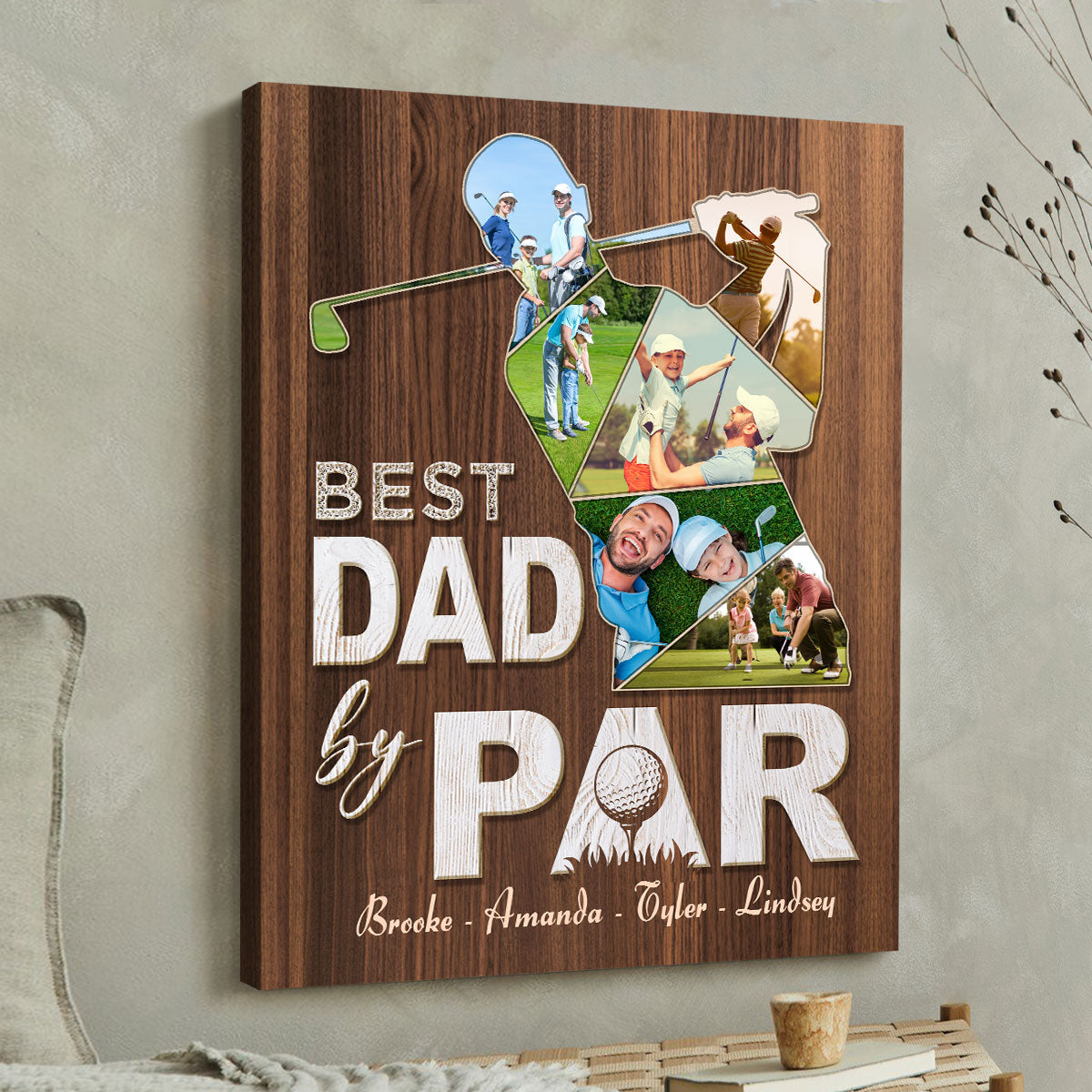 Personalized Dad Golf Gift Father's Day Photo Collage Canvas Poster