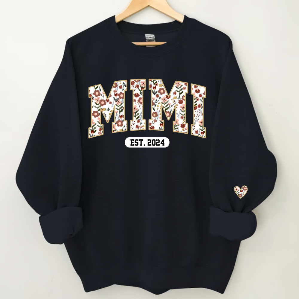 Personalized Mimi Est Floral With Grandkids Sweatshirt