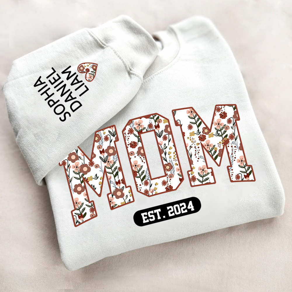Personalized Mimi Est Floral With Grandkids Sweatshirt