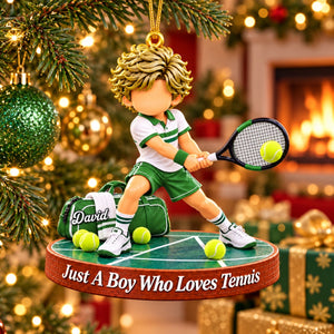 Just A Boy Who Loves Tennis - Personalized Christmas Ornament, Tennis Gift for Tennis Boy Tennis Girl