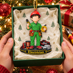 Electrician Gift - Electrician Tool Personalized Christmas Ornament, Lineman Gift