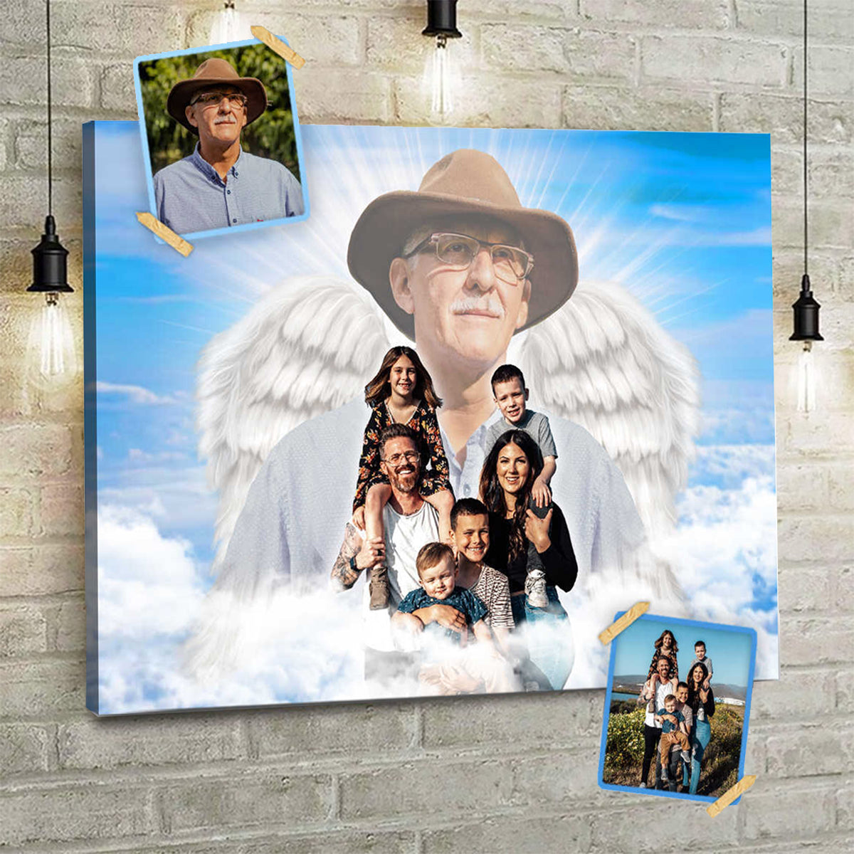Personalized Family Portrait-Add Deceased Loved One With Angel Wings