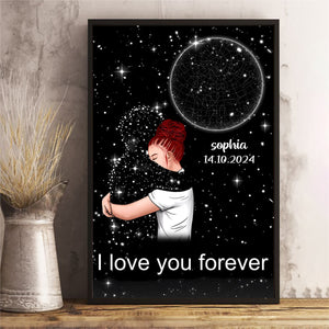Personalized Poster For Woman Hugging Lost Loved One Star Map Memorial Gift