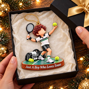 Tennis Gift - Just A Boy Who Loves Tennis Personalized Christmas Ornament