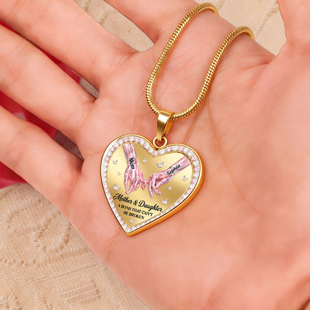 Mother And Daughter A Bond That Can’t Be Broken - Personalized Heart Necklace