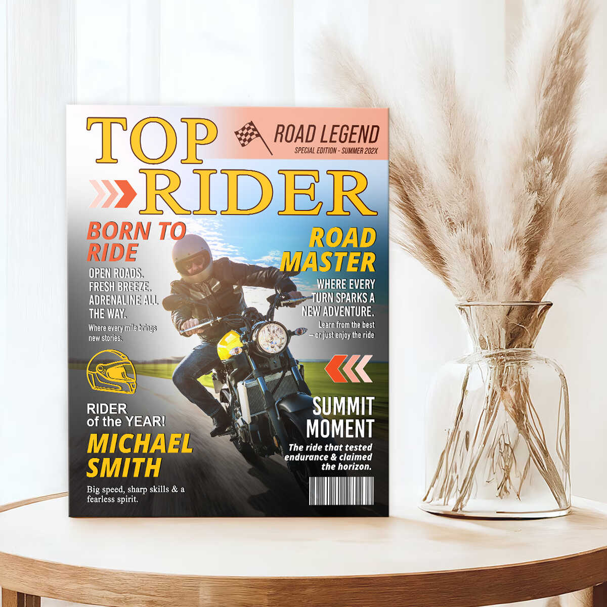 Custom Motorcyclist Magazine Cover Personalized Canvas/Poster Motorcycle Rider Gift