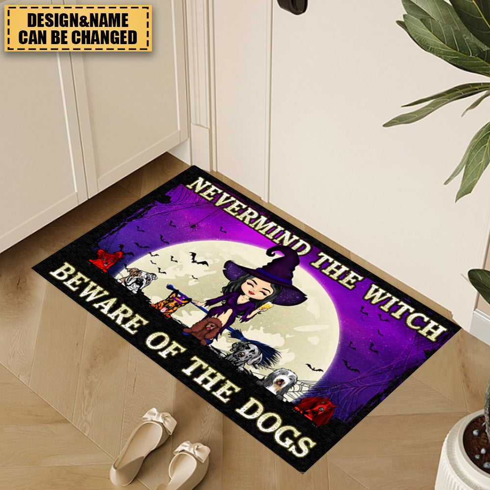 Never Mind The Witch - Gift For Dog Lovers - Personalized Custom Doormat