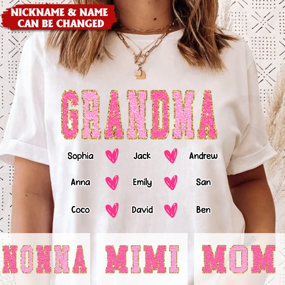 Personalized Pink Glitter Custom Name Nana Pure cotton T-Shirt