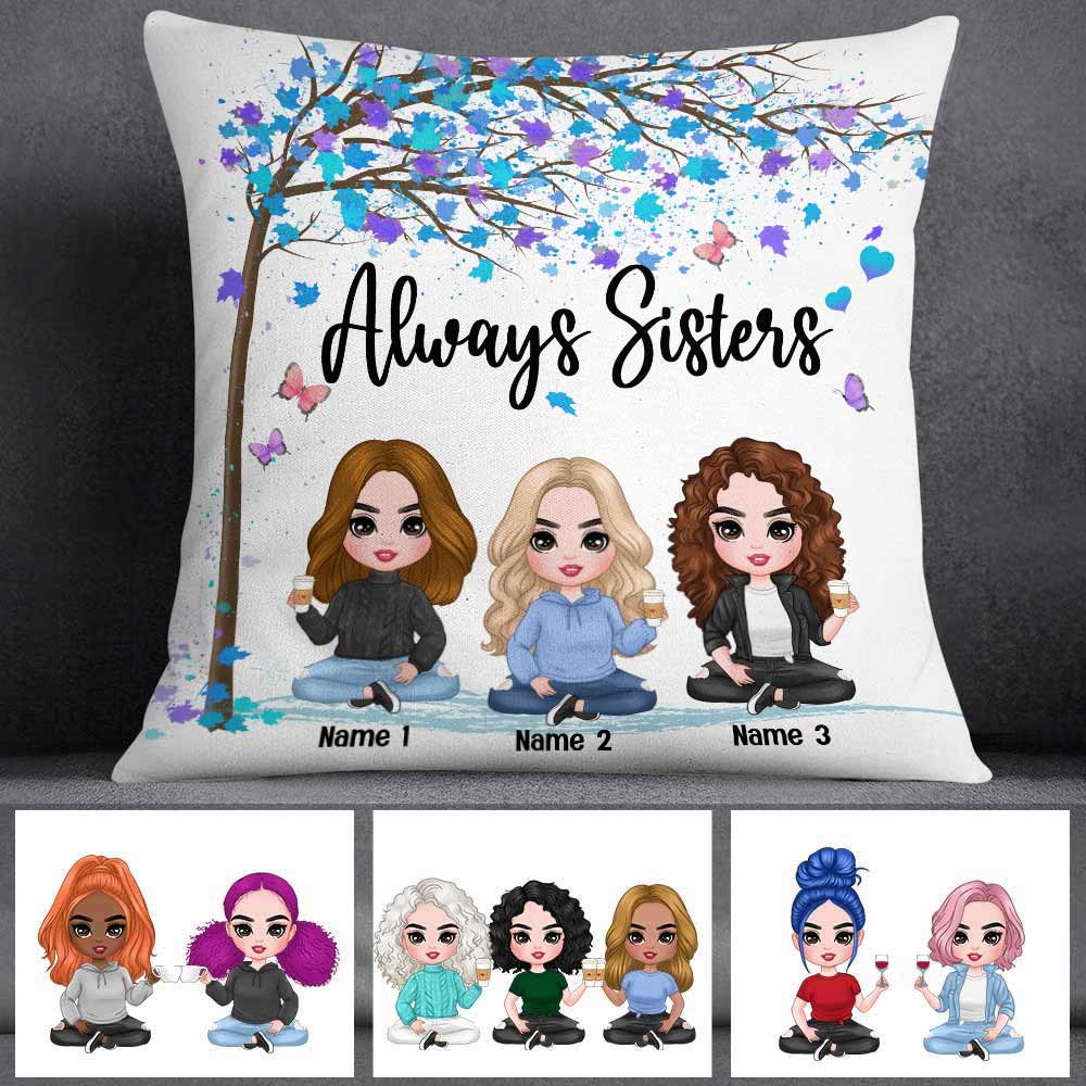 Personalized Family Icon Sisters Pillow