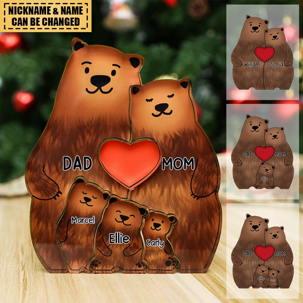 Personalized Bear Family Acrylic Art Puzzle Gift For Family