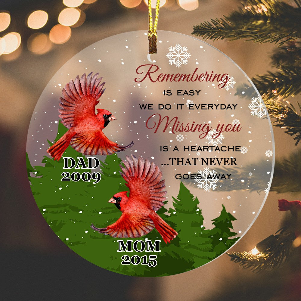 Personalized Remembeting is Easy Cardinal Butterfly Christmas Ornament