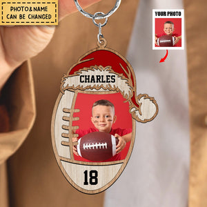 American Football Custom Photo Personalized Acrylic Keychain