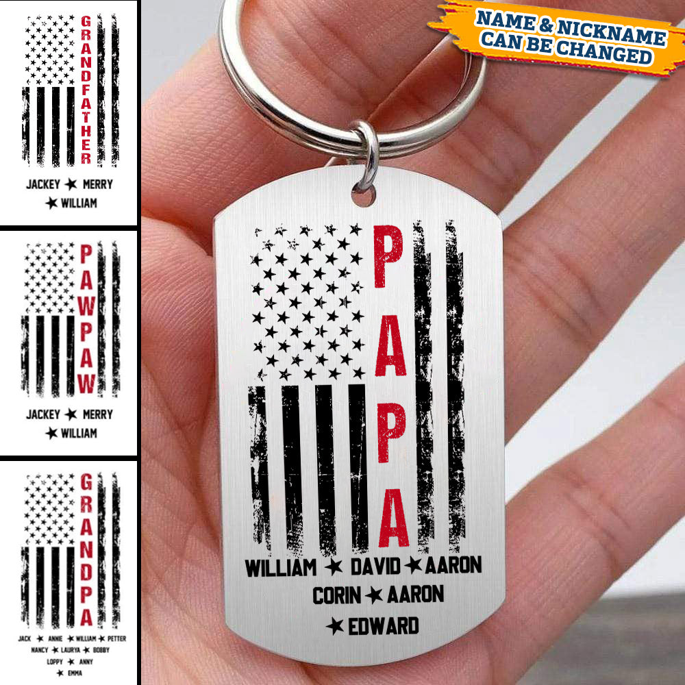 Personalized Papa And Kid Father's day Stainless Steel Keychain