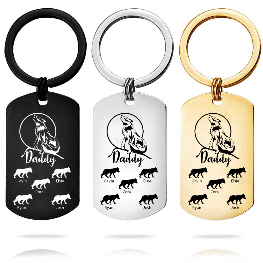 Custom Key Chain - Fathers Day Gift-5 Kids Names