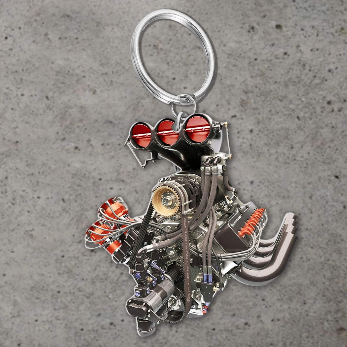 Drag Racing Dragster V8 Engine Personalized Keychain