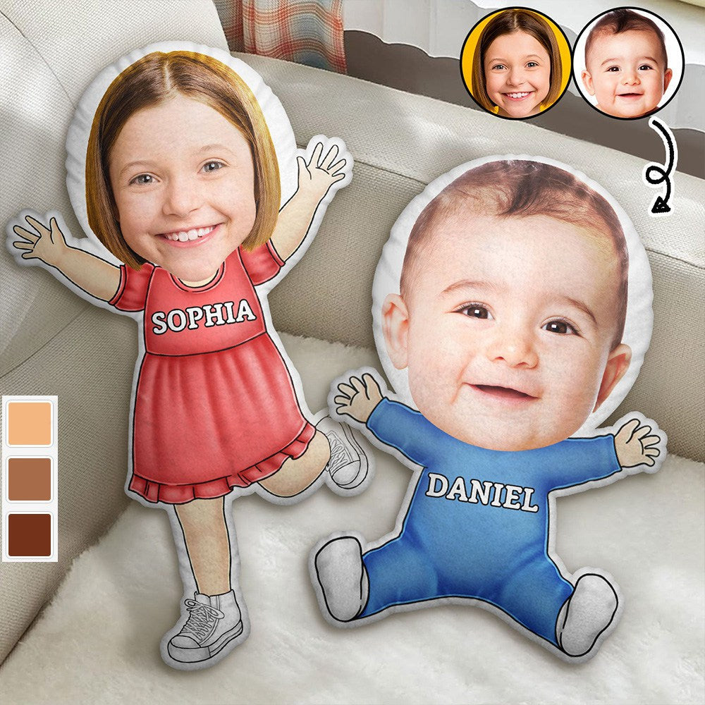 Custom Photo Funny Face Happy Kid - Gift For Grandkids, Siblings - Personalized Custom Shaped Pillow