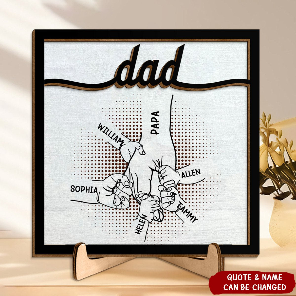Personalized Dad Hand Bumps -  Wooden Plaque
