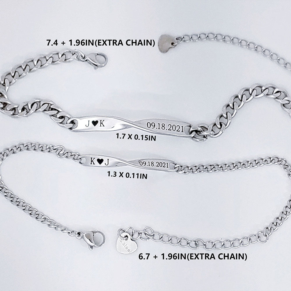 Personalized Couple Infinity Shape Stainless Bracelet