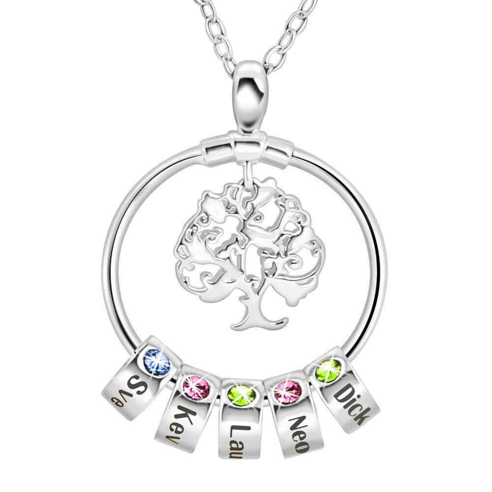 To My Sister-Tree of Life Heart Necklace With Custom Name&Birthstone Beads