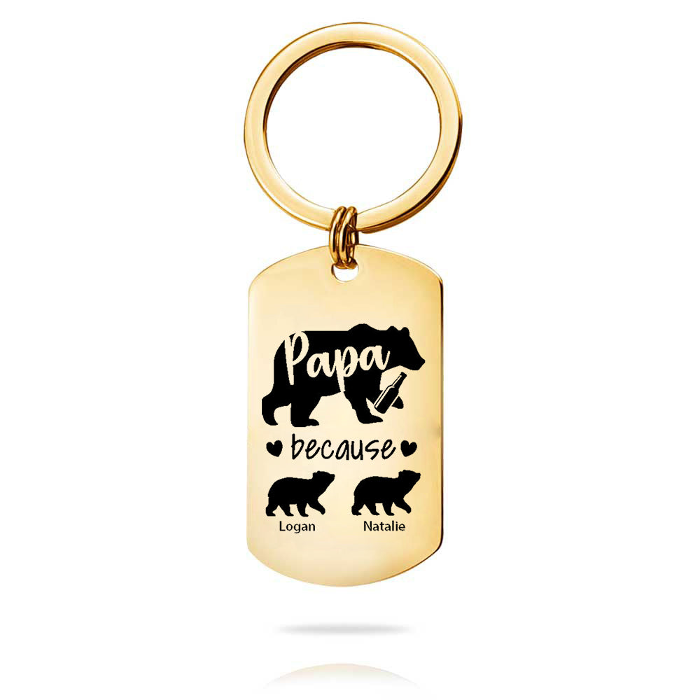 Custom Key Chain - Fathers Day Gift 2 Kids Names